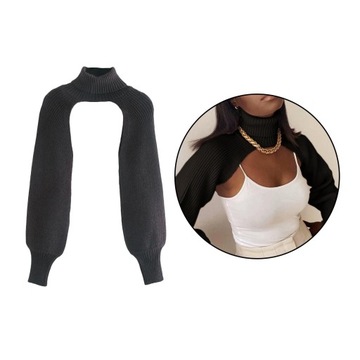 Damski sweter z bufiastymi rękawami Crop Top