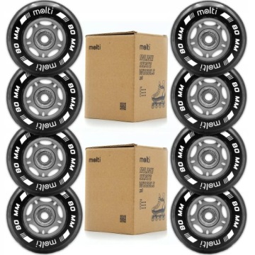 Sada 8 koleček pro kolečka 80 mm 82A ložiska abec-9 z kaučuku molti