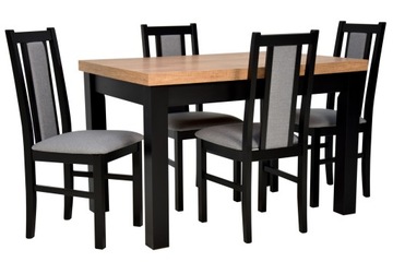 Rozkładany stół do 160 cm + 4 krzesła DREWNIANE