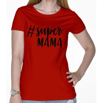 Koszulka t-shirt damska - # Super Mama - rozm. L - Wyprzedaż!