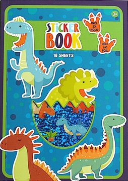 DINOZAURY -KSIĄŻKA Z NAKLEJKAMI 18 kartek NAKLEJKI