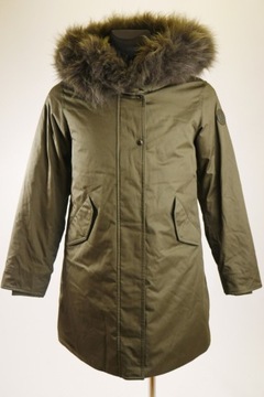 WOOLRICH Women's Green Hooded Coat Down Fur Feather Parka Jacket Size S RRP