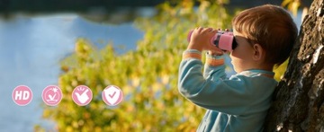 lornetka dzień noc szklana optyka 8x21 junior dla dzieci różowy wodoodporna