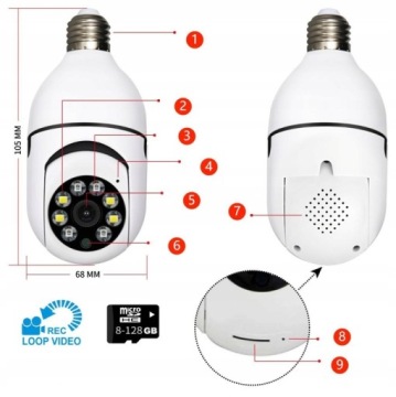 ДОМАШНЯЯ КАМЕРА БЕЗОПАСНОСТИ WiFi 1080p ЛАМПА