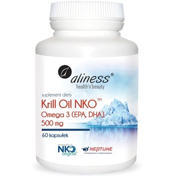 ALINESS Krill Oil NKO Omega 3 (EPA, DHA) 500mg 60caps OLEJ Z KRYLA STAWY