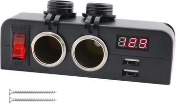 ROZGAŁĘZIACZ ŁADOWARKA WOLTOMIERZ 12V 24V 2xUSB