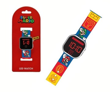 Zegarek cyfrowy LED na rękę SUPER MARIO z kalendar