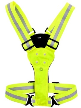 ODBLASKOWA KAMIZELKA LED do BIEGANIA NA SPACER ROWER MOTOR ŻÓŁTA ODBLASK