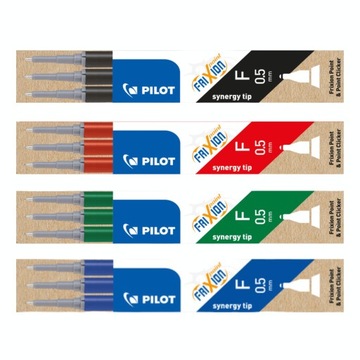 Zestaw Wkładów Pilot Frixion 0,5 mm - CZARNY, NIEBIESKI, ZIELONY, CZERWONY