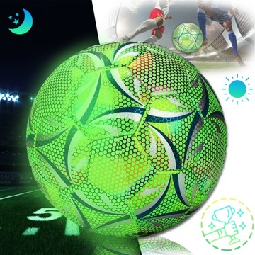 ODBLASKOWA PIŁKA NOŻNA ROZMIAR 5, ŚWIECĄCA W CIEMNOŚCI,TRENINGU,EURO 2024