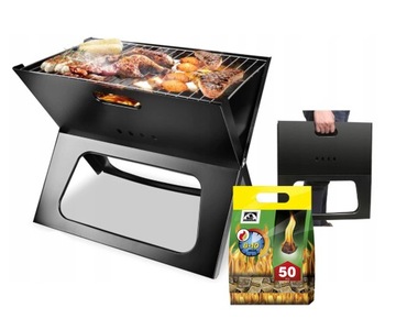 GRILL OGRODOWY WĘGLOWY SKŁADANY WALIZKA + ROZPAŁKA