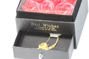 Premium WIECZNA RÓŻA w pudełku magia + NASZYJNIK Prezent + torebka Urodziny