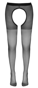 Cottelli LEGWEAR - Seksowne Czarne Rajstopy Całkowicie Bez Krocza L/XL