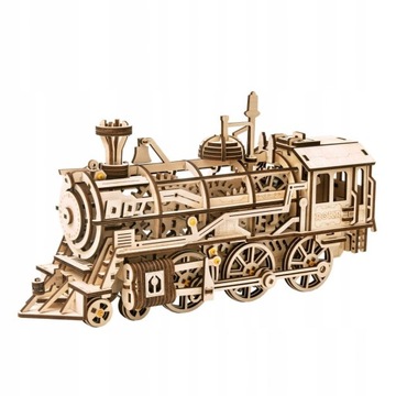 Lokomotywa - drewniane, mechaniczne puzzle 3D