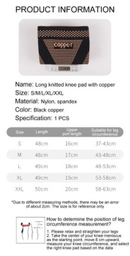 1 шт. длинные медные нейлоновые наколенники для спорта и фитнеса, двусторонние компрессионные пули