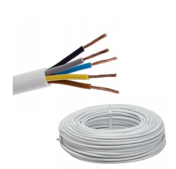 PRZEWÓD KABEL LINKA OWY 5x4 mm2 300/500V H05VV-F Biały 1m