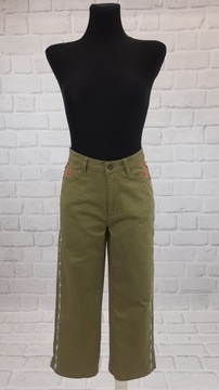 Spodnie DESIGUAL oliwkowy jeans z haftem 44