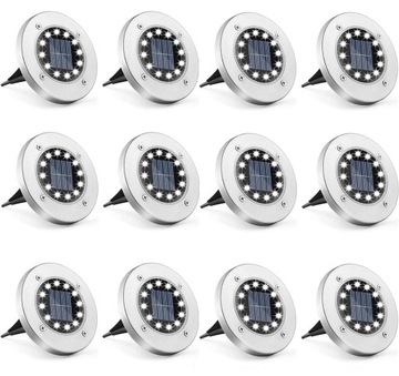 20 x LAMPA SOLARNA 12 LED OGRODOWA NAJAZDOWA GRUNTOWA - chłodne białe