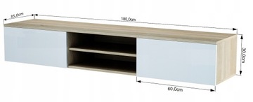ПОДВЕСНОЙ ШКАФ ПОД ТЕЛЕВИЗОР 180 СМ ДУБ ВОТАН/ГЛЯНЦЕВЫЙ/МАТОВЫЙ