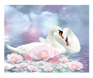 ŁABĘDZIE HAFT DIAMENTOWY Diamond Painting 5D 30x40 MOZAIKA DIAMENTOWA HOBBY