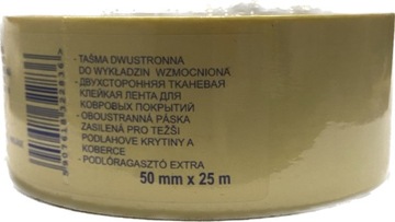 TAŚMA DWUSTRONNA CLOTH 50mm/25M DO WYKŁADZIN MOCNA