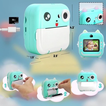 DRUKUS МГНОВЕННАЯ КАМЕРА С ПРИНТЕРОМ ДЛЯ ДЕТЕЙ 4K С ДВОЙНОЙ КАМЕРОЙ