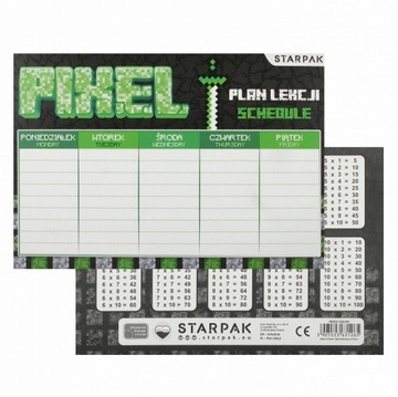 Plan lekcji z tabliczką mnożenia A5 Pixel Game STARPAK 536144