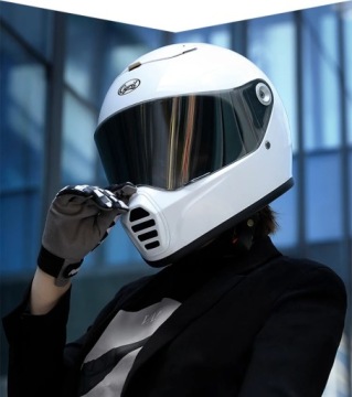 Ретро мотоциклетный шлем Cyril Helmets FF390A белый и черный DOT ECE р. S - 3XL