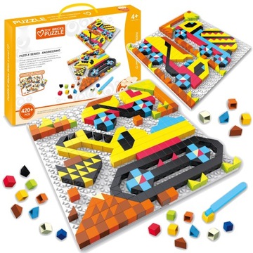 Układanka mozaika 6w1 puzzle klocki pojazdy 420 el
