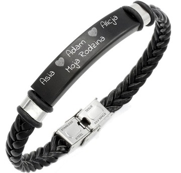 Кожаный браслет для отца сына с ГРАВИРОВКОЙ 316Л.