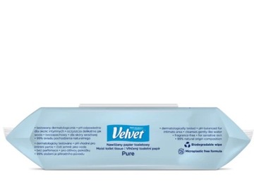 БУМАГА ТУАЛЕТНАЯ БУМАГА БАРХАТНАЯ УВЛАЖНЕННАЯ PURE 1 ПАК.