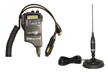 RADIO CB MIDLAND ALAN 42 DS + ANTENA NA MAGNES SIRIO OMEGA 27 MAG NAKLEJKA