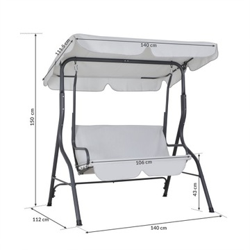 CASARIA Garden Swing, Скамейка-качалка, серый