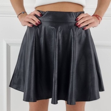 DAMSKA SPÓDNICA ROZKLOSZOWANA SKÓRA MATOWA SEXI