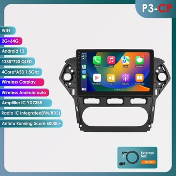 Android z zasilaniem i nawigacją samochodową GPS MP5 dla Forda Mondeo
