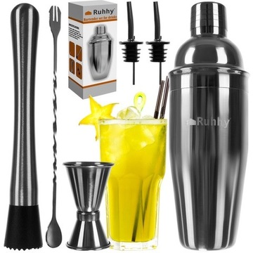 Zestaw Barmański do Drinków Shaker ze stali nierdzewnej 700 ml 6 el.