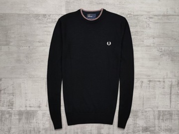 FRED PERRY MĘSKI SWETER FINE MERINO CREW NECK SWEATER K2502 CZARNY r. S