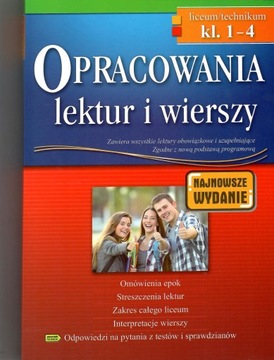 Opracowania lektur i wierszy klasa 1-4 liceum/ technikum Greg