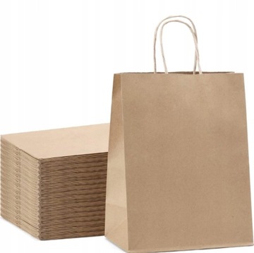 Torba torebka papierowa szara 18x8x22 uchwyt sznurkowy mocny 25szt