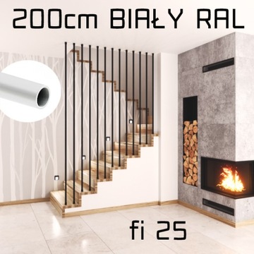 Balustrada zabudowa pionowa BIAŁA RAL fi 25 ; 2m