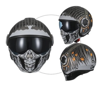 Kask motocyklowy Cyril Helmets OP12A z grafiką r. S - 4XL