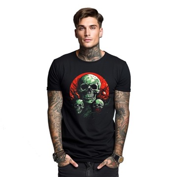 TSHIRT koszulka CZARNA TRIPLE GREEN SKULL r.2XL