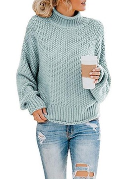 Jesień/zima luźny sweter z golfem plus size