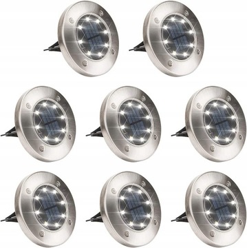 8x SOLARNA LAMPA ZEWNĘTRZNA ZIEMNA LED WODOODPORNA
