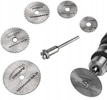 TARCZA TARCZE DO MINISZLIFIERKI WIERTARKI HSS 22 25 32 35 44mm + UCHWYT
