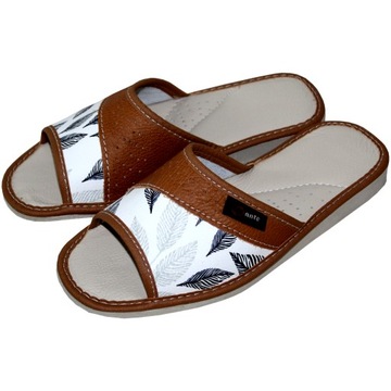 KAPCIE DAMSKIE PANTOFLE DOMOWE DANTE SKÓRA r. 37