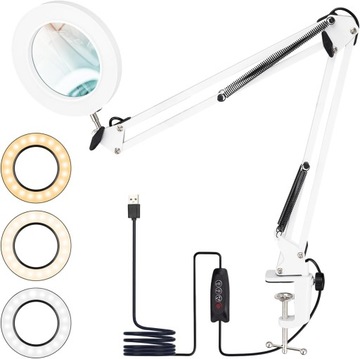 LAMPA LED na BIURKO do blatu LUPA POWIĘKSZAJĄCA 10x 72LED