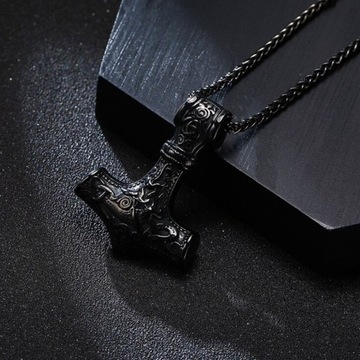 БОЛЬШОЙ ЧЕРНЫЙ КУЛОН «МОЛОТ ТОРА» ПОДАРОК ​​ВИКИНГОВ