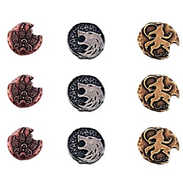 ZESTAW 9 WILKOŁACZYCH METALOWYCH MONET LARP RPG