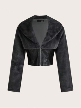 SHEIN ЖЕНСКАЯ КОРОТКАЯ СЕРАЯ ШУБА НА МОЛНИИ 36 РУБ.